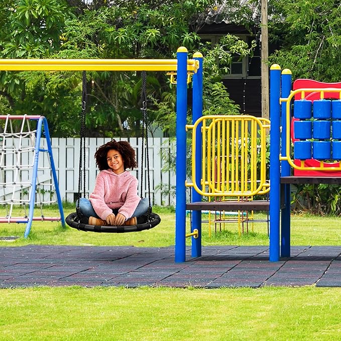 Sorbus Saucer Tree Swing - Kids Outdoor Disc Round Swing - 24" Heavy Duty 220lbs Seat - Easy Install Flying Saucer Web Circle Swing - Perfect for Gift, Playground, Backyard, Indoor/Outdoor Tire Swing