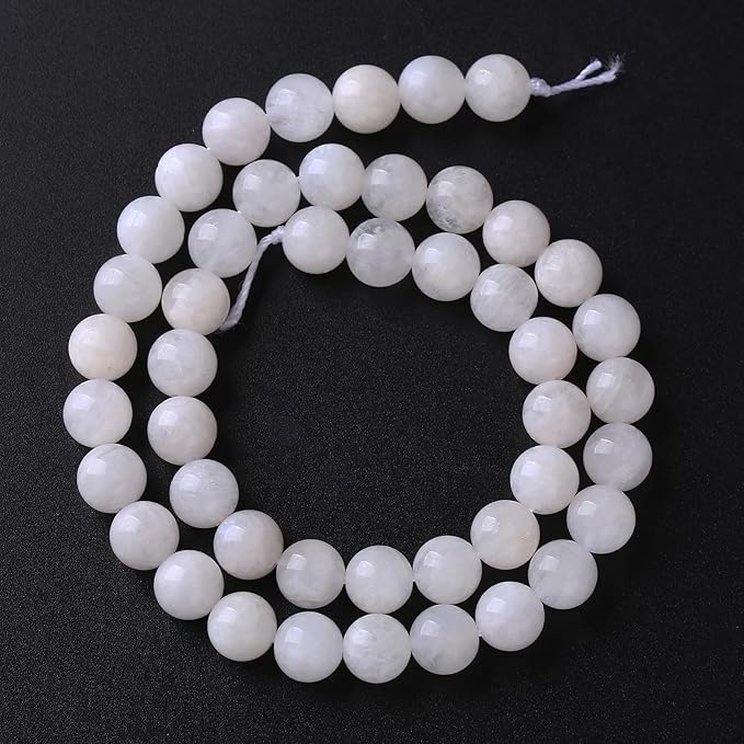 6MM 60PCS Natural Stone White Moonstone Gemstone Semi Precious Beads for Jewelry Making DIY Bracelet
