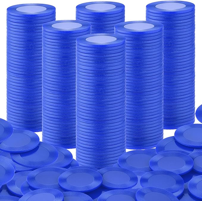 Coopay 600 Pieces Plastic Poker Chips Bingo Chip Bulk Learning Counters Disks Poker Card Game Counting Markers for Math Practice, Game Tokens and Teaching Rewards, 38 mm/ 1.5 Inches (Blue)