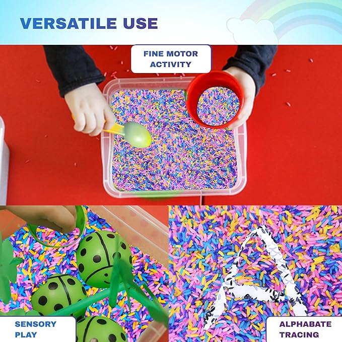 Colored Rice in Vibrant Colors, Sensory Bin Filler, Rainbow Rice for Art & Craft, Creative Learning & Color Perception, Non-Toxic, Safe for Kids & Pets, Made in The USA 2 LBS (Mix-2)