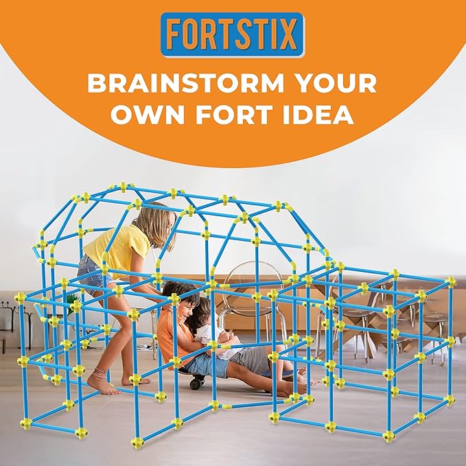 Fort Building Kit for Kids 180pc Modular Fort Builder STEM Toy Set | DIY Make Your Own Fort Playset for Girls, Boys, Toddler Children | Build Play Castle Tunnel House Structures Indoor & Outdoor