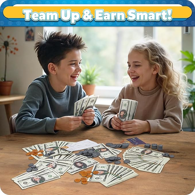 Play Money for Teaching, Pretend Money for Kids Cash Register, Fake Money Toy, Homeschool Supplies Essentials Organization, Math Manipulatives