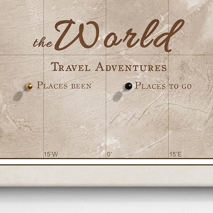 Canvas World Map with Cork Pin Board - English Lettering - Decorative Wall Decoration for All Rooms - Canvas Pictures with World Map Motif (70x50 cm, Pattern 17)