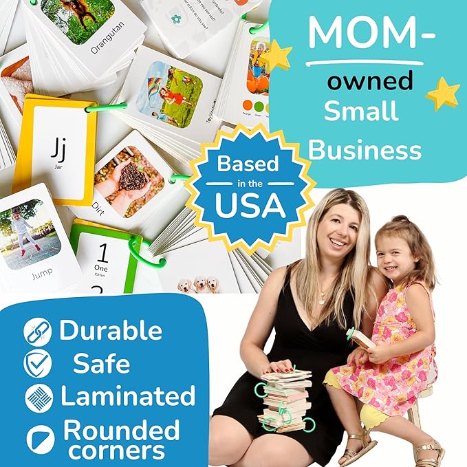 TOYVENTIVE First 250 Thick Toddler Flash Cards, 1 2 3 4 Year Old Letter, Number, Color, Animal, Baby Flash Cards Activities, Montessori Toys for Toddlers and Preschool, Toddler Learning Cards