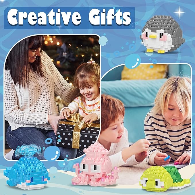 Micro Building Blocks Sets, 12 in 1 Cute Aniamls Series for Kids Birthday Party Favors, Mini Building Blocks, Micro Building Kit Toys, Building Blocks for Adults & Kids