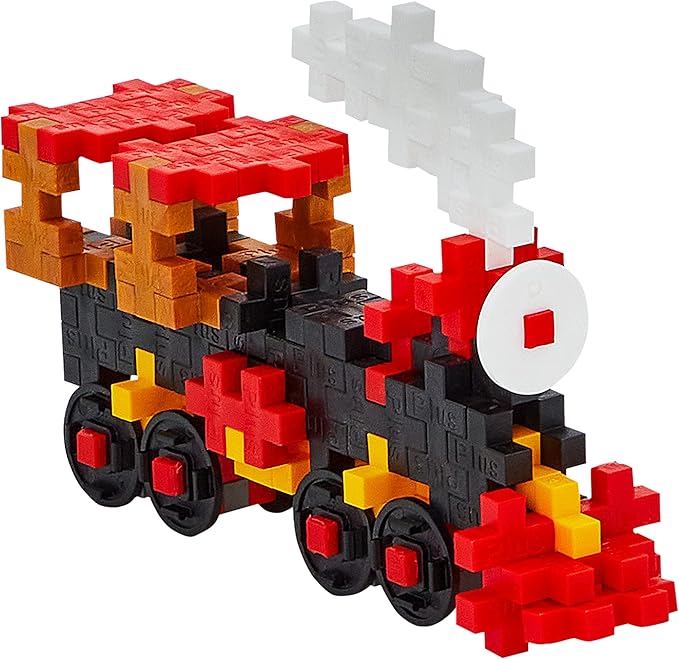 Plus Plus Vehicle Building Block Kit, 3D Puzzle Stem Toy for Kids, 70 Interlocking Pieces - Train Mini Maker Tube