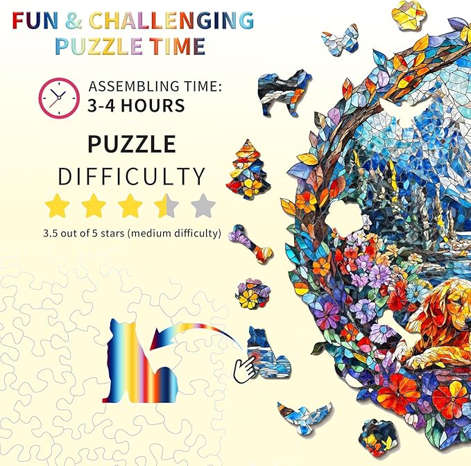Wooden Puzzles for Adults,The Dog and The Snowy Mountain Wooden Jigsaw Puzzles, Creative Ghristmas Gift for Teenagers and Adults.(11.4 * 10.9 in 186pcs)