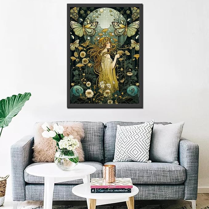 Tucocoo Beautiful Girl Jigsaw Puzzles for Adults 1000 Pieces, Butterfly Floral Woman Art Jigsaw Puzzle Colorful DIY Craft Puzzles for Home Decoration Gifts, Family Puzzle Perfect for Game Nights
