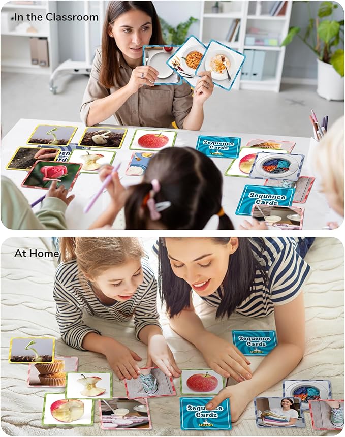 CHEFAN Sequencing Cards, Sequence Game for Kids, Daily Routine for Speech Therapy, Sentence Building for Autism, Special Education, Preschool, Classroom
