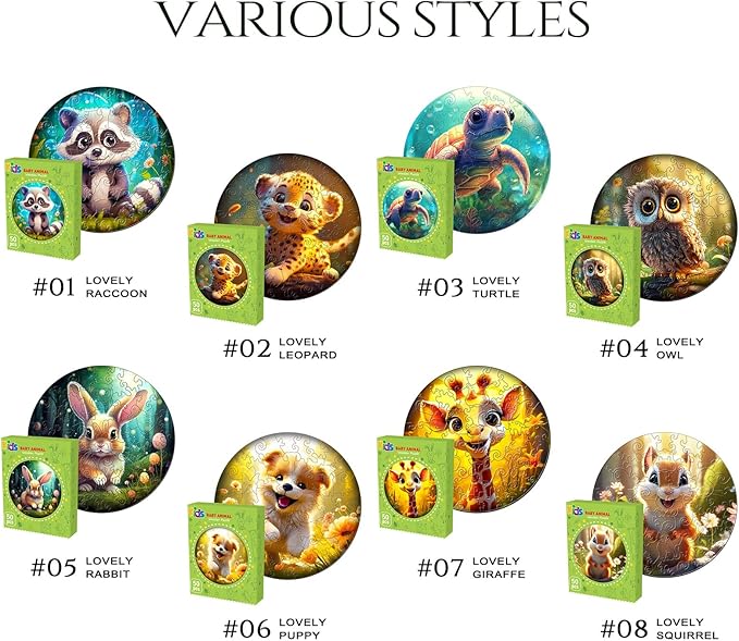 Christmas Birthday Gifts for Kids Girls Boys, Wooden Jigsaw Puzzles for Kids Ages 4-6, 50 Piece Unique Shape Animal Theme Puzzle - Preschool Learning Educational Toys for Kid 3+ (Giraffe)