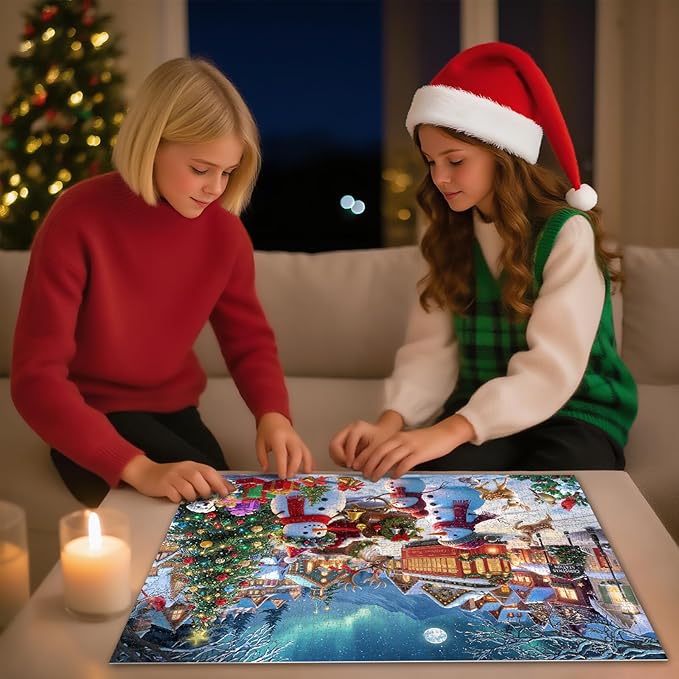 1000 Piece Christmas Puzzle for Adults Jigsaw Puzzle Medium Difficulty Fun Jigsaw Puzzle Gifts for Kids Age 8-10 and Up Christmas Puzzles 1000 Pieces(27.56 x 19.68 Inch)