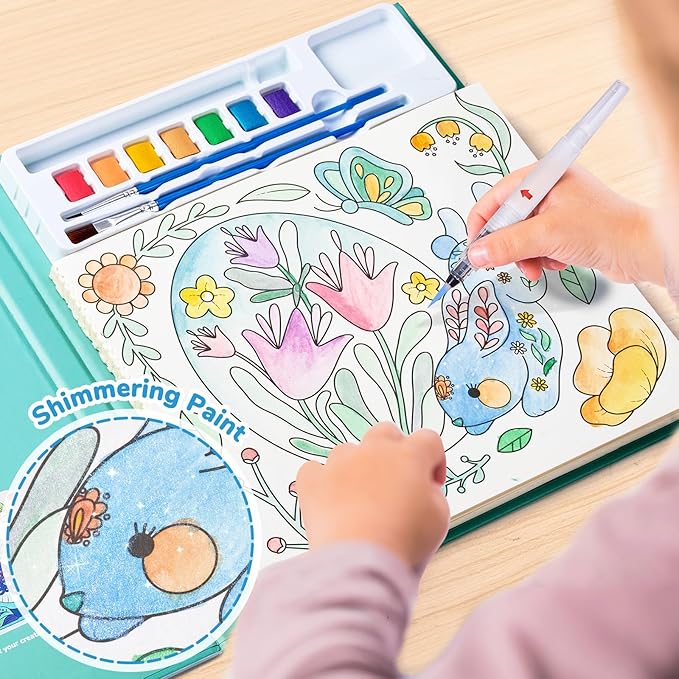 JoyCat Paint with Water Coloring Books for Toddlers, Watercolor Painting Sets for Kids Ages 3-5 4-8, Arts and Crafts Drawing Activities Toy Birthday Gift for Boys Girls (Spring)