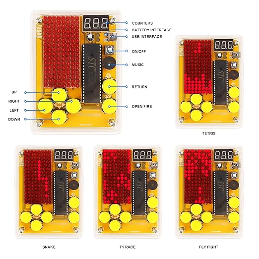 Soldering Practice Kit DIY 5 Retro Classic Games Plug-in Circuit Kit Learn Soldering Kit for Beginners
