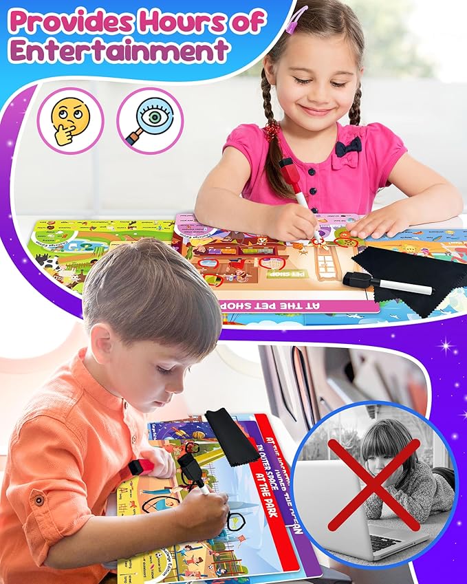 Search and Find Activity Books for Kids Ages 3-5, Car Airplane Travel Toys Games Activities for 3-5 4-8, Toddler Kid Road Trip Essentials, Preschool Learning Activities, Birthday Gifts for Boys Girls