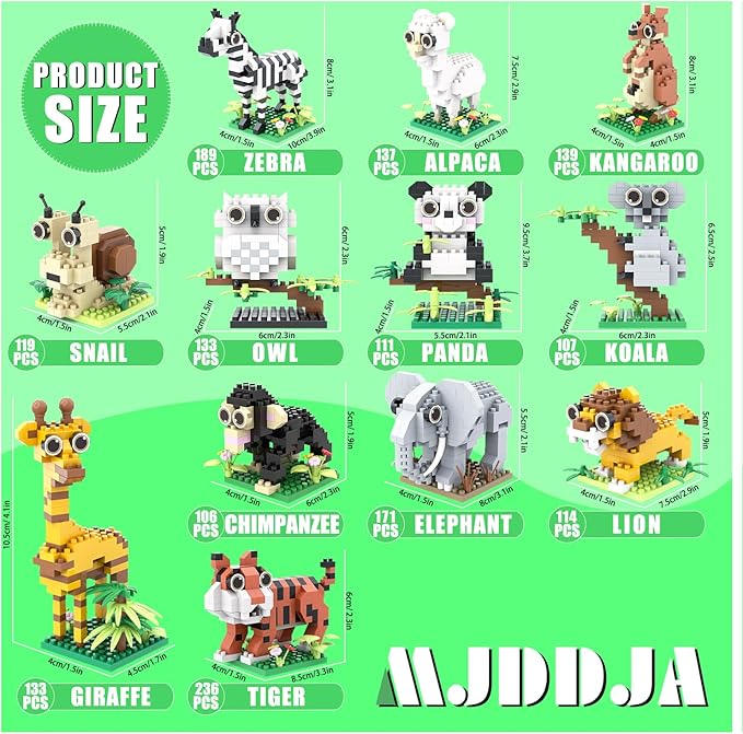 Party Favors for Kids 8-12, Mini Animals Building Blocks Sets,Goodie Bags Stuffers for Kid, Small Toy Prizes, 12Pack Kits Birthday Party Favor Gifts Toys for Ages 8 9 10 11 12