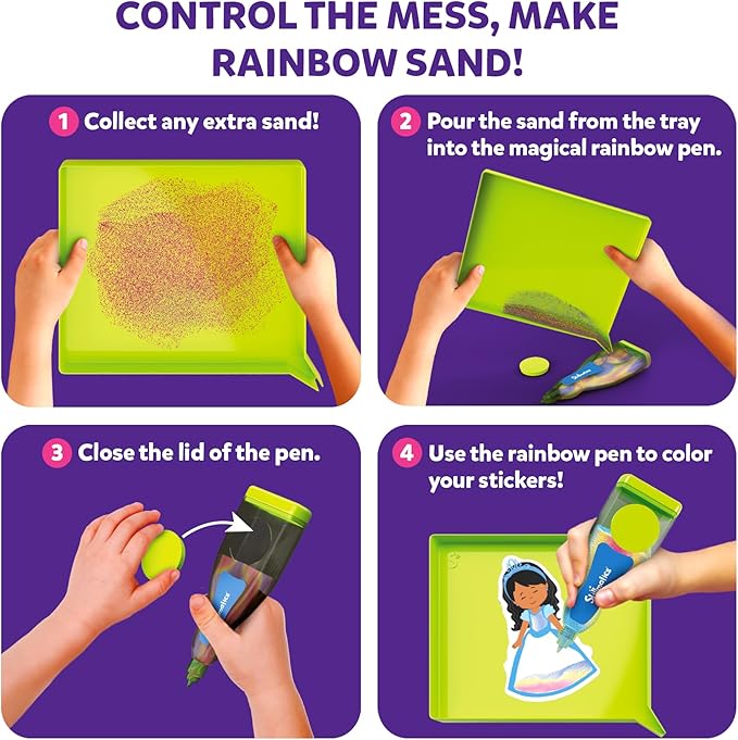 Skillmatics Sand Art Activity - Mess-Controlled DIY Unicorn & Princess Craft Kit with 50+ Colorful Stickers, Creative & Fun Hands-On Activity, Christmas Gifts for Ages 4, 5, 6, 7, 8, 9, 10