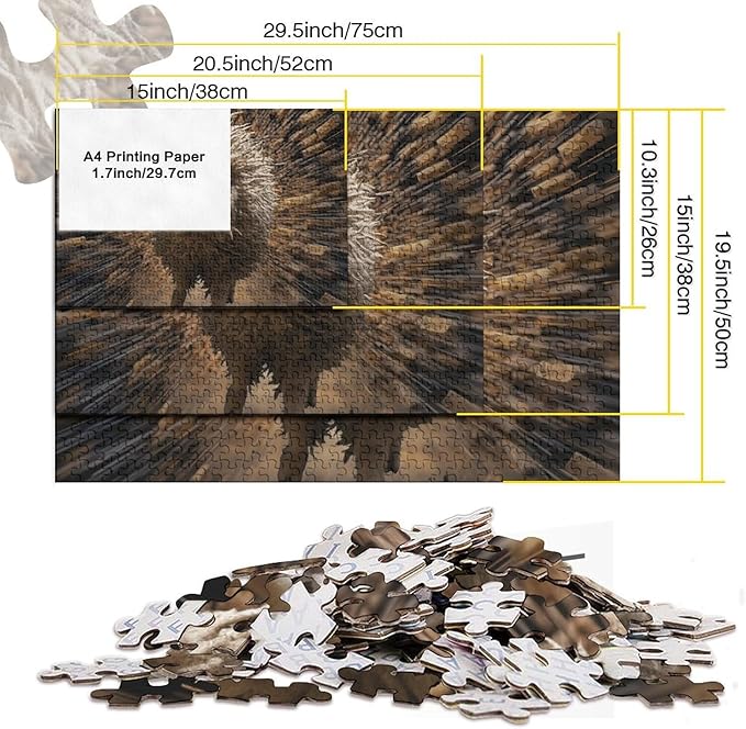 Sheep Thickened Wooden Jigsaw Puzzles for Adults Fun 1000 Pieces 3D Animal Education Game Toy Intellectual Game Stress Relief Toy Decoration Relaxation and Intelligence 1000pcs (75x50cm)