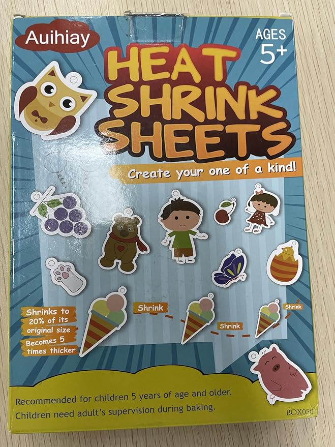 Auihiay 145 Pieces Shrink Plastic Sheet Kit Include 20 PCS Shrinky Paper with 125 PCS Keychains Accessories for Kids Creative Craft, Easter Mother Day Ornament