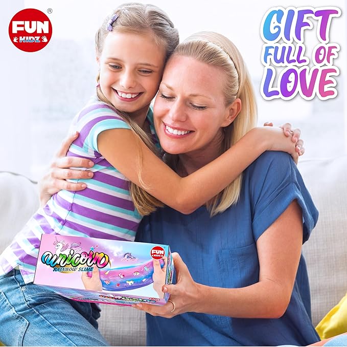 35.16 FL OZ Unicorn Slime for Girls 6-8, FunKidz 1040 ML Rainbow Glitter Premade Slime Toy 8 Packs Birthday Party Gifts for Kids