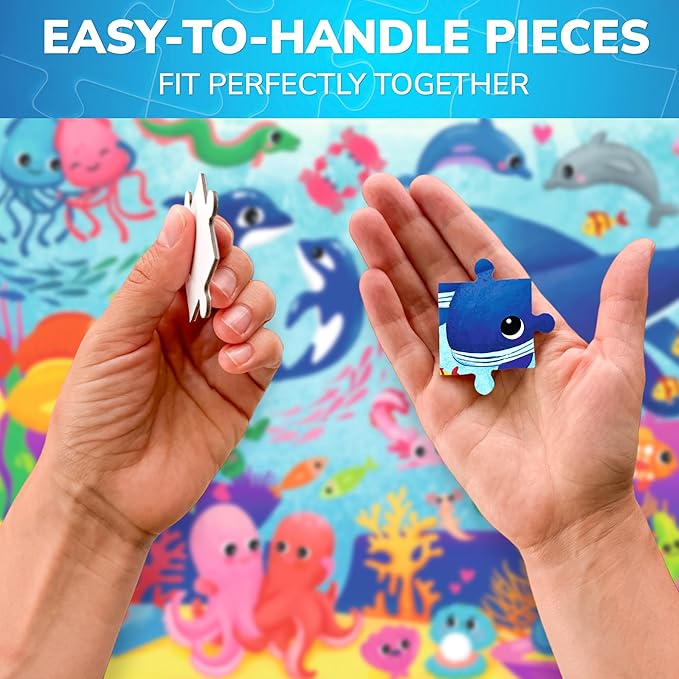 QUOKKA Puzzles for Kids Ages 4-6 – 60 Piece Jigsaw Puzzles for Toddlers Ages 3-5 with Ocean Animals – Quiet Time Toys for Preschoolers 2-4 – FSC Certified Educational Learning Game for Boys and Girls