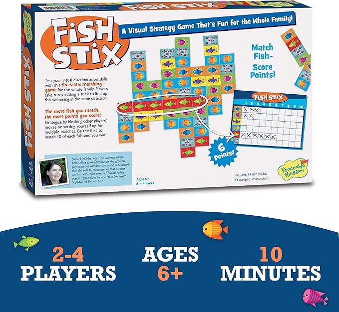 Peaceable Kingdom Award Winning Fish Stix The Kids' Board Game Where Every Fish Counts 2-4 Players Ages 6+