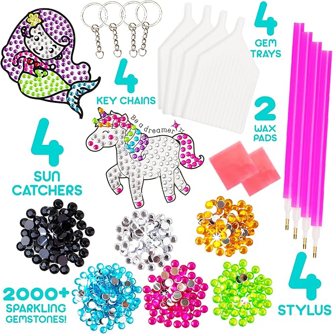 Blue Squid Diamond Art Kits for Kids – Unicorn and Mermaid - Fun & Easy DIY 5D Gem Art Kids Diamond Painting Kit - Arts & Crafts Kit, Girls, Boys Ages 6-12