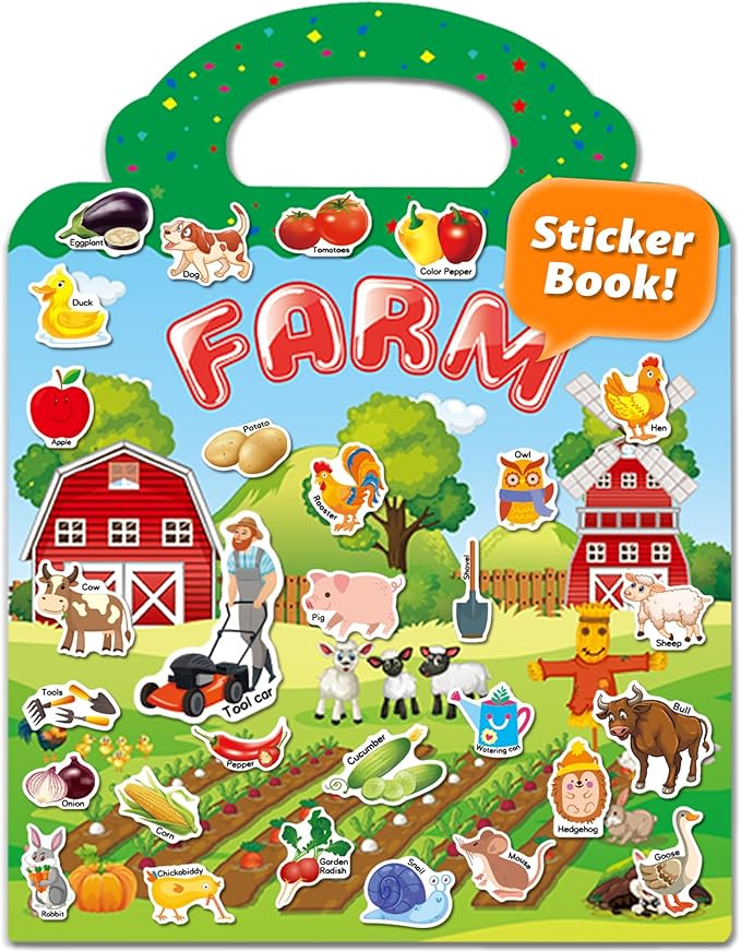 Reusable Sticker Book for Toddlers 2-4 Years, Stickers for Kids, Toddler Craft Activities, Toddler Travel Toys Ages 2+ Boy Girl Birthday Gifts