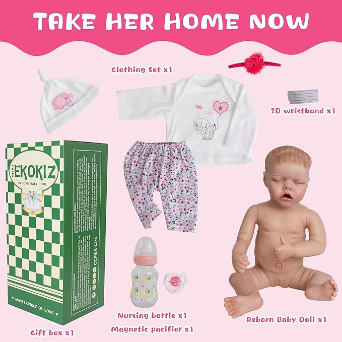 Newborn Baby Doll 20-Inch Sleeping Realistic Baby Dolls Full Body Soft Vinyl Baby Doll Girls Adorable Real Life Baby Dolls with Clothes and Toy Accessories for Kids Age 3+