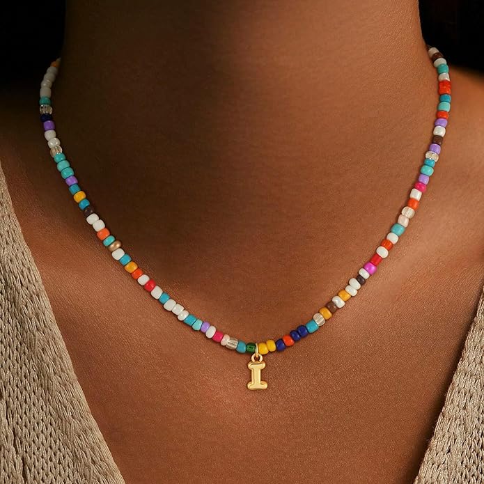 Colorful Initial Necklace for Girls Kids Women, Dainty 18K Gold Plated Bubble Initial Letter Necklace Teen Girls Gifts Trendy Stuff Birthday Gifts for 5 6 7 8 9 10 Yearl Old Girl