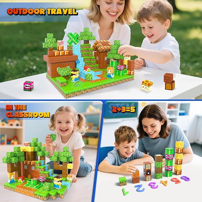 Magnetic Blocks 100PCS Magnetic Building Blocks Cubes Kids Boys Girls Toys for Ages 3-5 5-7 8-10 STEM Sensory Learning Building Magnet Toys 3-12 Year Old Girls Boys Birthday Gift