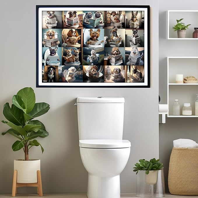 Think2Master Pooping Dogs 250 Pieces Jigsaw Puzzle Featuring heartwarming Puppies and Dogs. Perfect Bathroom Decoration, White Elephant Gag Gift. Fun Toy for Kids Families. Size: 14.2” X 19.3”