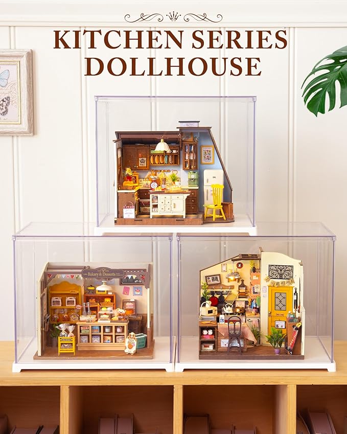 ROBOTIME DIY Miniature House Kit Dollhouse Kit for Adults Mini Tiny House Kit with Furniture Building Model Kit Crafts Creative Gift for Boys Girls (Baking Kitchen)