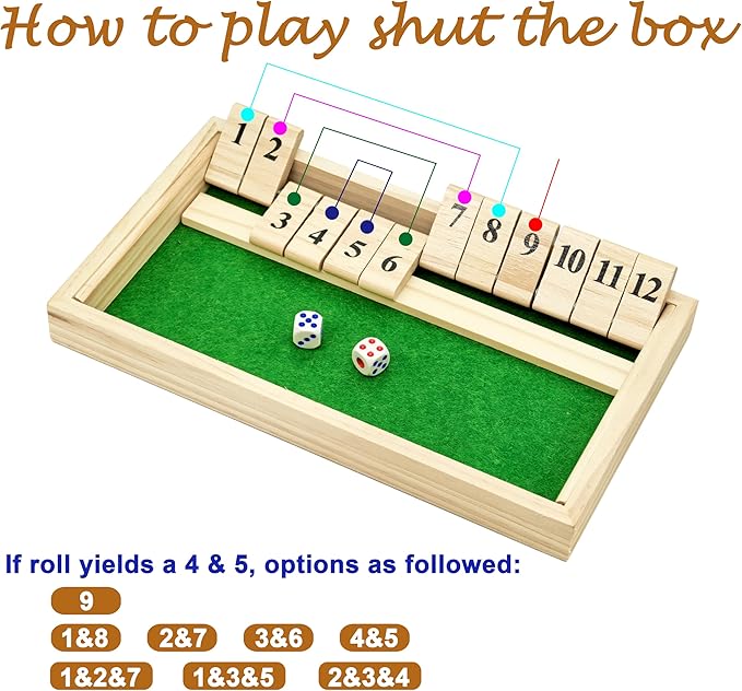 Alzheimers Products for Elderly, 12 Numbers Memory Games for Dementia Patients Seniors, Wooden Shut The Box Dementia Products for Elderly, Fidget Sensory Busy Board Gadgets Gifts Activities