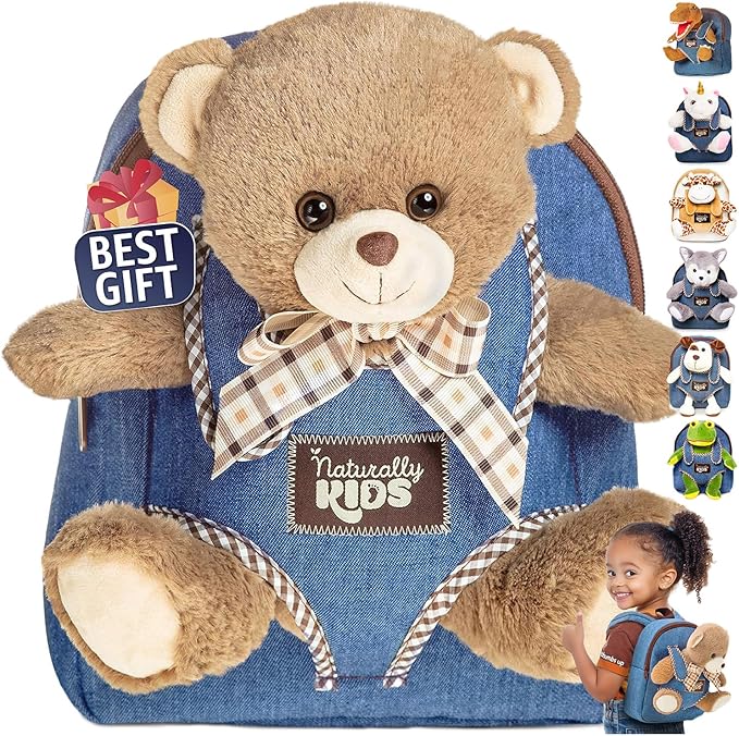 Teddy Bear Backpack, Toddler Valentines Day Gifts, Toys for Kids 3-5, Teddy Bear Stuffed Animal 2 3 4 5 Year Old Girl Boy