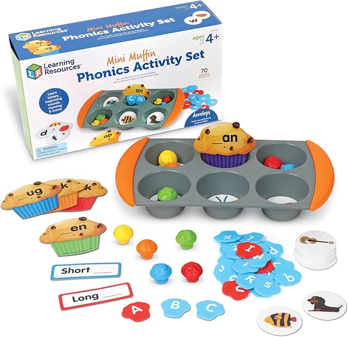 Learning Resources Mini Muffin Phonics Activity Set, Preschool Toys, Preschool Learning Activities, Play Food, Kindergarten Toys, Ages 4+,70 Pieces