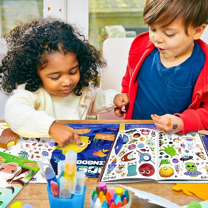 Sticker Book for Kids, 240+ Animal Ocean Stickers & 8 Scenes Activity Sheet, Reusable Busy Book, Seek and Find Sticker Coloring Pad, for Boys Girls Toddlers Ages 2-4 4-8 Years Old 3-5 6-7