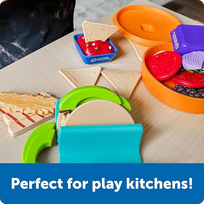 Learning Resources New Sprouts Taco Night - Kitchen Pretend Play Food for Kids, Grocery Store Accessories, Gifts for Boys and Girls, Ages 18 Months+,28 Pieces