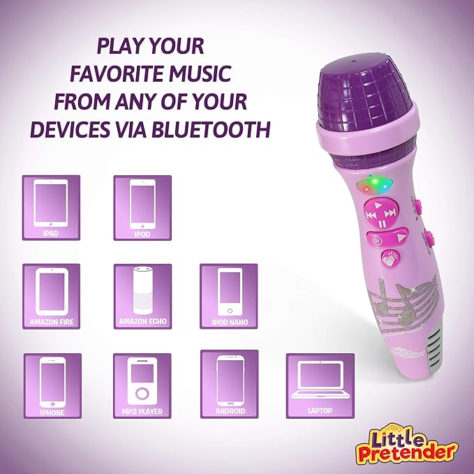 Kids Karaoke Microphone, Voice Changer Toys with 15 Pre-Installed Nursery Rhymes for Toddlers & Kid Age 3-5, Bluetooth Microphones for Singing, Microphone for Ages 3 4 5 6+ Years Old