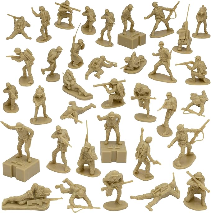 BMC WW2 Iwo Jima US Marines Plastic Army Men - Tan 36pc American Soldier Figures