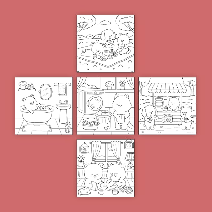 ArtPops Coloring Boxes – Pop-Up Pre-Printed Coloring Box Set – DIY Wall Art Kit for Teens & Adults – Eco-Friendly, Easy to Hang, No Frame Needed – 5-Pack, Cozy Days