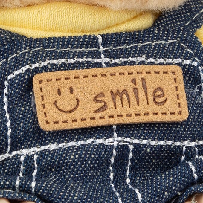 17cm Doll Clothes for Labubu - Kawaii Chic Style Set for 17cm Dolls, Cute Doll Outfit with Accessories - Denim Romper + Yellow T-Shirt + Heart Shaped Blue Hat (Clothes Only)