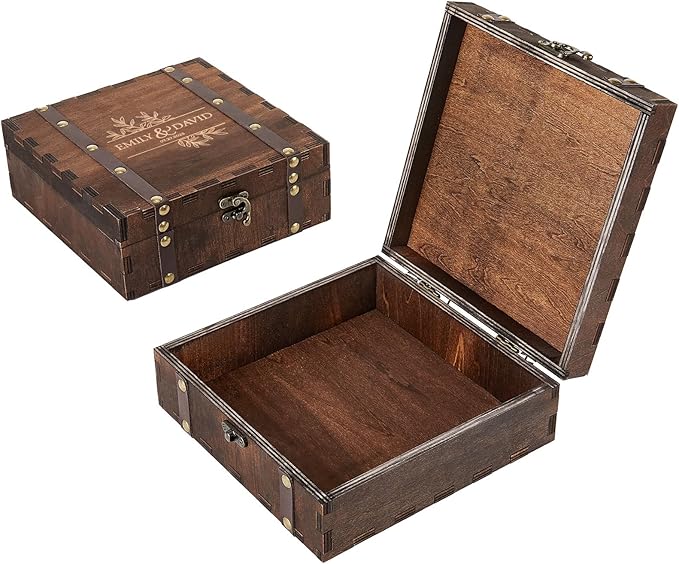 AW BRIDAL Personalized wooden keepsake box Wedding Memory Box Wood Storage Box Wedding Shower Gifts for Couples Bride Gifts//DK2201CPP63//