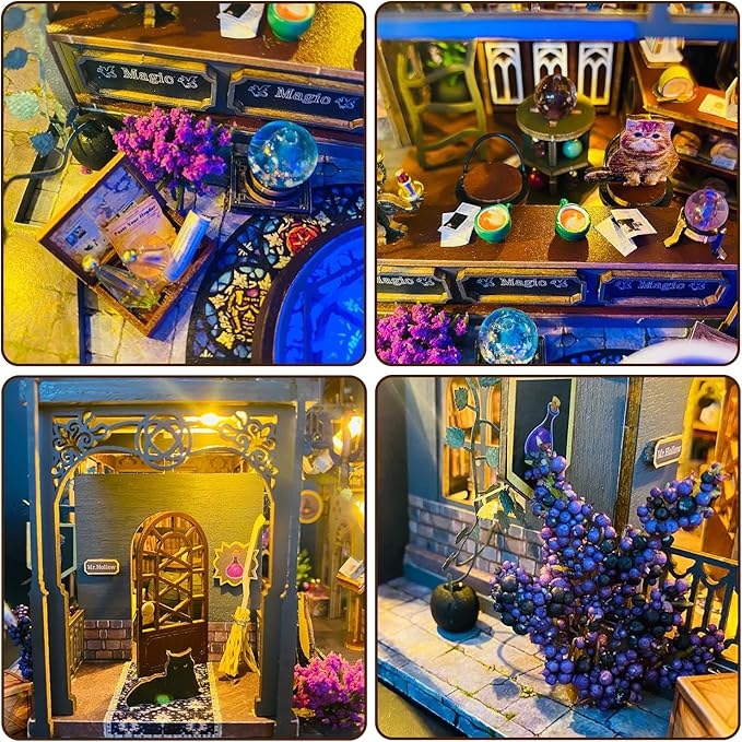 Mostop DIY Miniature House Kit - Magic Wooden Dollhouse Miniature Kits - Tiny House Model with LED Light - Mini House Building Kit for Adults Teens - Creative Craft Birthday Gift Home Decor