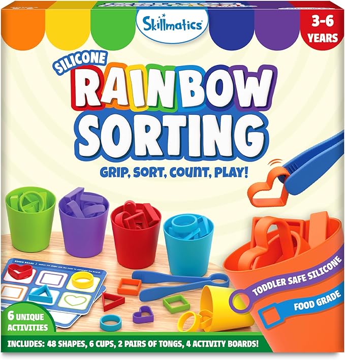 Skillmatics Silicone Rainbow Sorting Game - Learning & Educational Toy, Sorting, Counting & Sequencing Skills, for Toddlers & Preschoolers Ages 3, 4, 5, 6