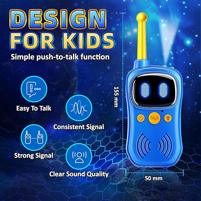 Astronaut Walkie Talkies, 3000 FT Talk Range, Robots Toys for Kids 2Pack, Space Toys Birthday Gifts for 3 4 5 6 7 8 9 10 Year Old, Voice Interactive Gift for Boys & Girls,Top With Handheld Flashlight.