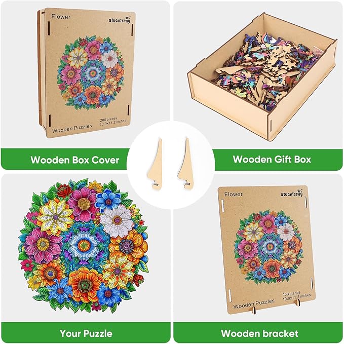 Wooden Jigsaw Puzzles Flower 500pcs 16.5x16.4in, Royal, Wooden Puzzles for Adults, Unique Shape Animal Adult Puzzles, Irregular Wood Puzzles Best Gift for Adults Family Game