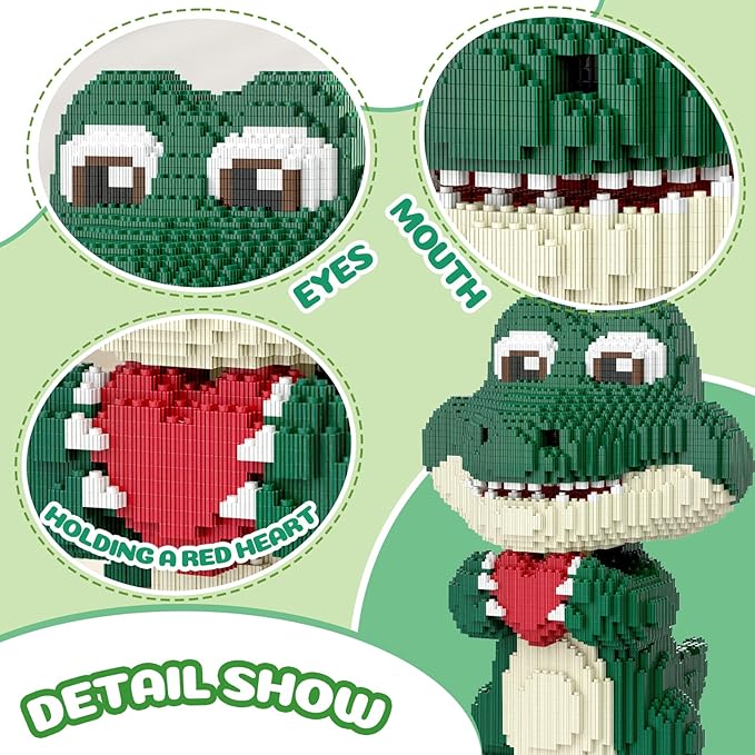 Animal Love Crocodile Micro Mini Building Blocks Set（9874PCS 39cm High Series） Gift for Adults and Kidst