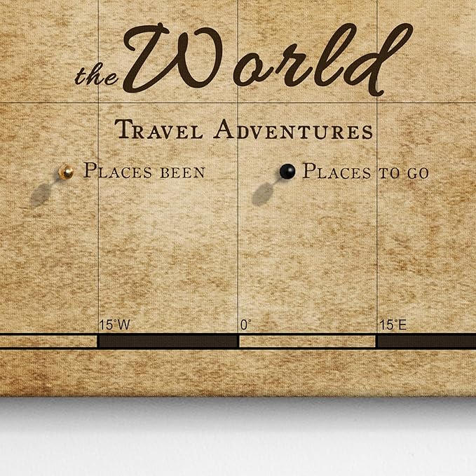 Canvas World Map with Cork Pin Board - English Lettering - Decorative Wall Decoration for All Rooms - Canvas Pictures with World Map Motif (150x100 cm, Pattern 1)