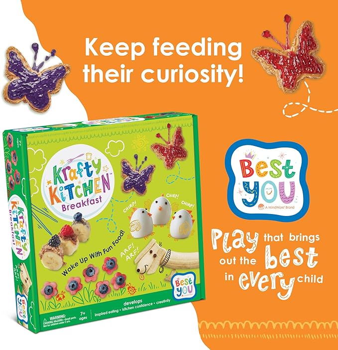 MindWare Best You Krafty Kitchen Snacks Kit – Real Cooking Set for Kids Ages 5 & Up - Includes Kid Friendly Kitchen Tools, Games and Recipes - Ideal for Healthy Snacking and Food Exploration