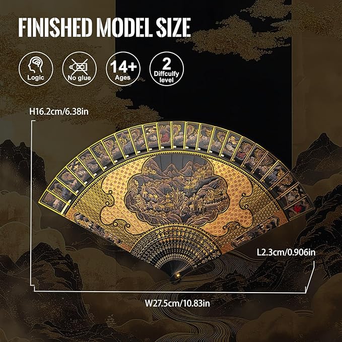 Piececool 3D Metal Puzzles for Adults, Folding Fan Metal Model Kits,Handheld Fan Building Kit for Women,DIY Crafts for Adult Family Time,Home Decor Best Gifts
